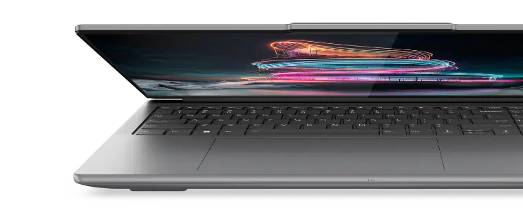 Front view of the Lenovo Yoga Pro 9i Gen 9 (16” Intel) opened slightly